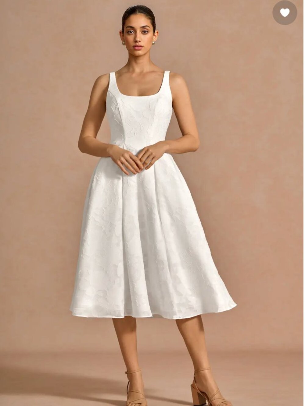 Azazie Adelie White A-line Midi Dress